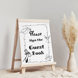 Poster Livro de visitas de formatura estilo Doodles desen