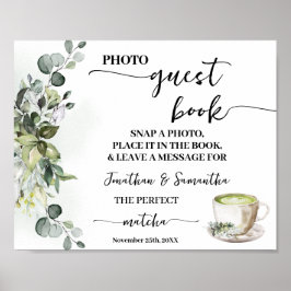 Poster Livro de Visitas de Fotos Casamento Noiva Folhagem