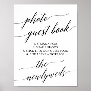 Poster Livro de Visitas de Fotos com Caligrafia Preta Ele