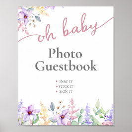 Poster Livro de Visitas de Fotos Elegante Oh Baby Flor Si