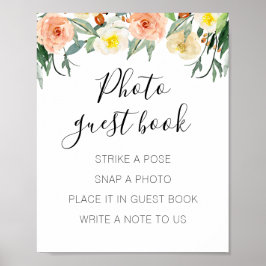 Poster Livro de Visitas de Fotos Florais de Pêssego Sinal