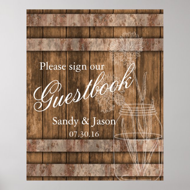 Poster Livro de Visitas de Madeira Celeiro Rústico do Cam (Frente)