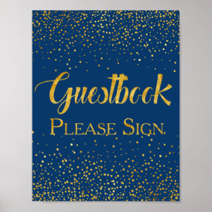 Póster Livro de Visitas de Noiva com Glitter Dourado Fals