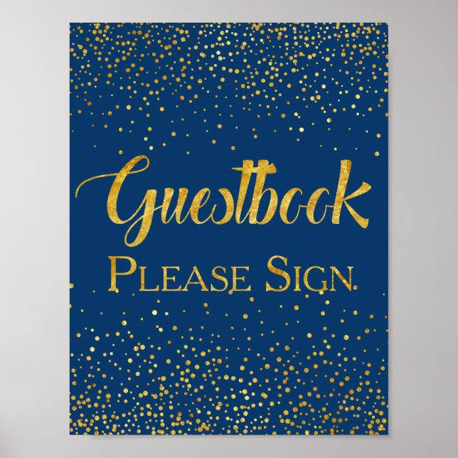 Póster Livro de Visitas de Noiva com Glitter Dourado Fals (Frente)