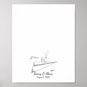 Poster Livro de Visitas de Polegar de Amor de Avião de Pa