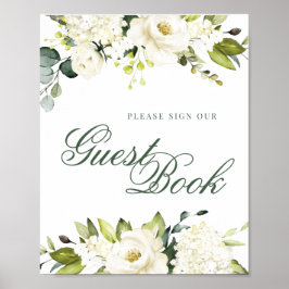 Poster Livro de Visitas de Rosas Brancas Assinatura