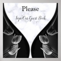 Livro de Visitas de Tulipas Abstratas Pretas - Már