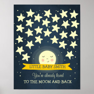 Póster Livro de visitas do chá de bebê Moon Baby Estrelas