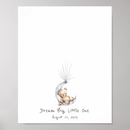 Poster Livro de Visitas do Ursinho Sentado na Lua