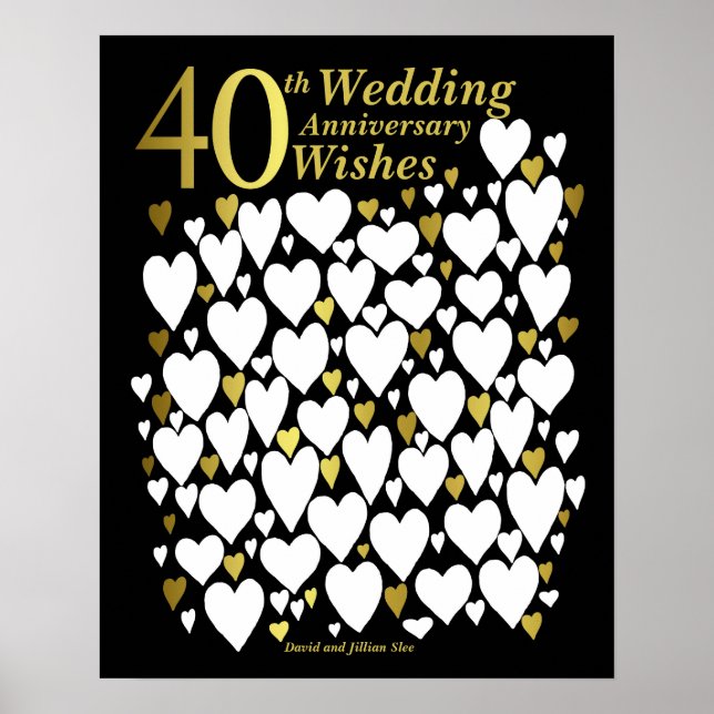 Poster Livro de Visitas para Bodas de 40 Anos (Frente)