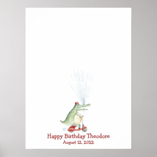 Poster Livro de Visitas Polegar de Crocodilo Engraçado