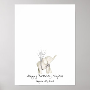 Poster Livro de Visitas Polegar de Elefante Bebê