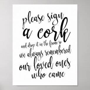Póster Livro de Visitas Rolha de Vinho Sinal de Casamento