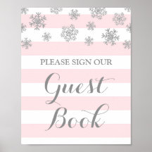 Livro de Visitas Sinal Silver Snow Pink Stripes