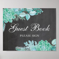 Livro de visitas. Suculenta menta. Quadro de giz c