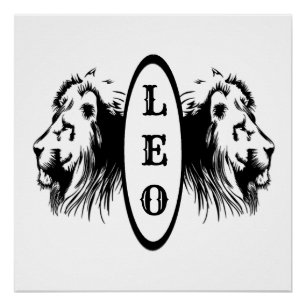 Póster Livro do Leão Ladeado pelo Zodíaco