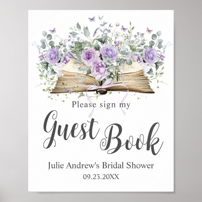 Poster Livro Floral Purple Lilac Capítulo Bridal Guest Bo (Frente)