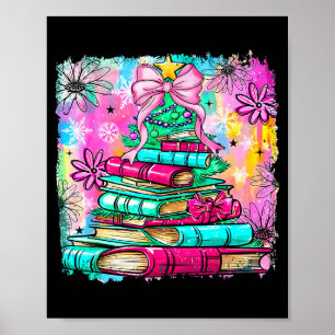 Poster Livro Luzes de árvore de Natal Bibliotecário Profe