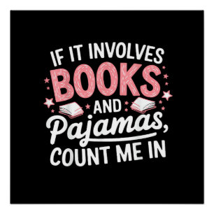 Póster Livro & Pijamas Livro Humorístico Amante da Leitur