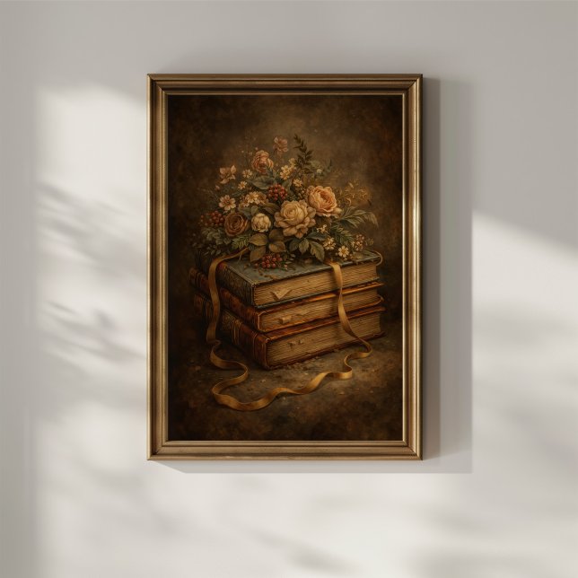 Poster Livros Antigos e Flores de Outono (Criador carregado)