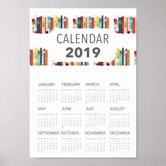 Poster livros bonitos ilustrando o calendário literário d (Frente)