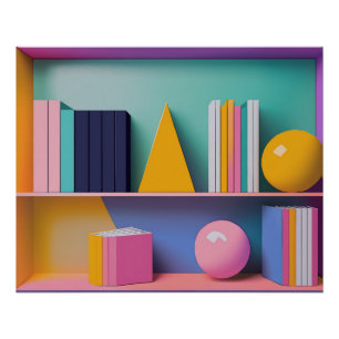 Póster Livros da Biblioteca Moderna Design Arte Contempor