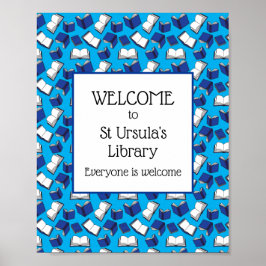 Poster Livros da Escola Azul Bem-vindos à nossa Bibliotec
