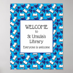 Poster Livros da Escola Azul Bem-vindos à nossa Bibliotec