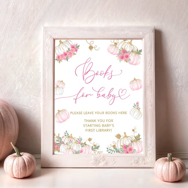 Poster Livros de Abóbora Rosa Floral para Bebê (Criador carregado)