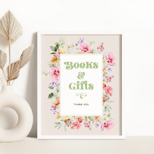 Poster Livros de aquarela de flores silvestres e presente