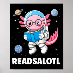 Poster Livros de Axolotl lidosAxolotl lendo meninos bibli