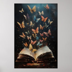 Poster Livros de Borboletas Impressão, Loja de Livros de 