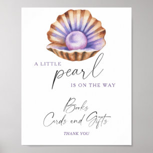 Poster Livros de chá de bebê Pearl presentes e cartões