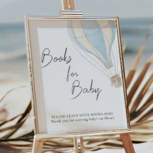 Poster Livros De Chá de fraldas De Balões De Ar Quente Az