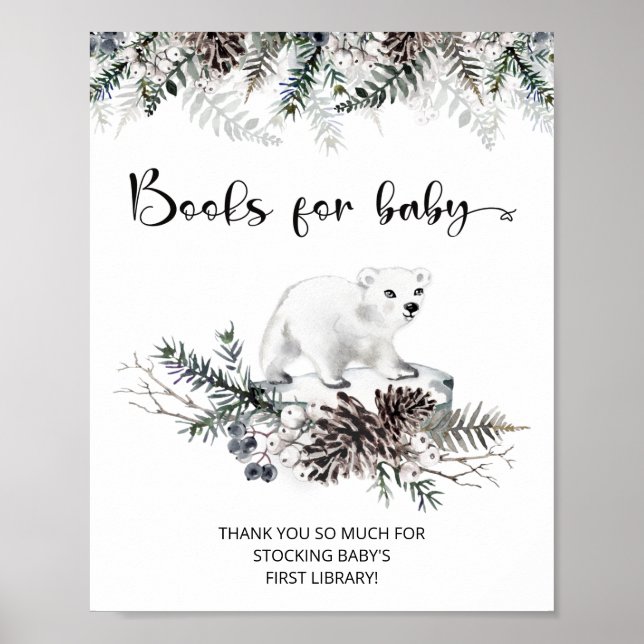 Poster Livros de chá de fraldas de inverno para bebê (Frente)