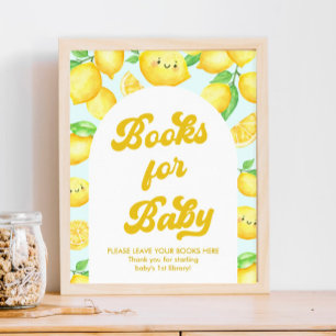 Poster Livros de Chá de fraldas de limão para bebê