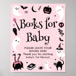 Poster Livros de Chá de fraldas do Dia das Bruxas Pretos