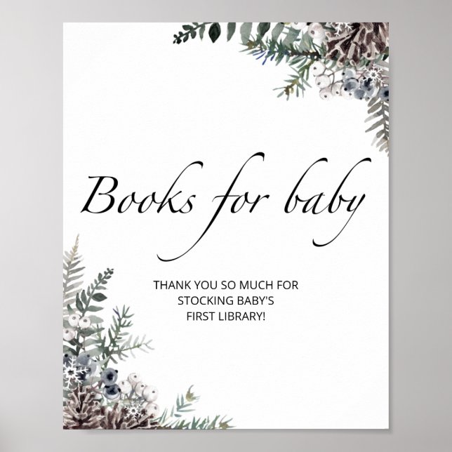 Poster Livros de chá de fraldas Evergreen para bebê (Frente)
