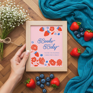 Poster Livros De chá de fraldas Para Bebês E Flores