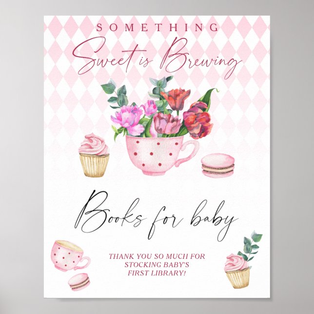 Poster Livros de chás de bebê para menina do Tea Party (Frente)