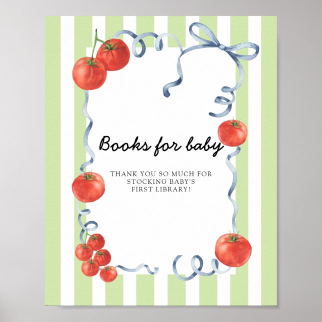 Poster Livros de chuvade bebê Tomate Baby shower (Frente)