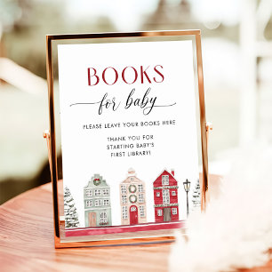 Poster Livros de Chuvinha de Bebê de Natal de Inverno par