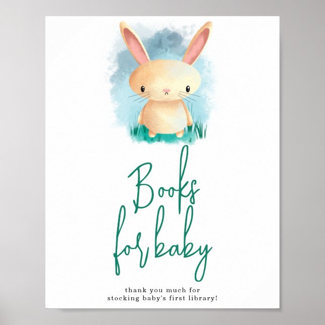 Poster Livros de Coelho Fofo para bebê (Frente)