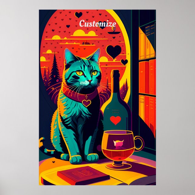 Poster Livros De Gato E Vinho (Frente)
