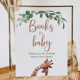 Poster Livros de girafa bonitos para placa de bebê