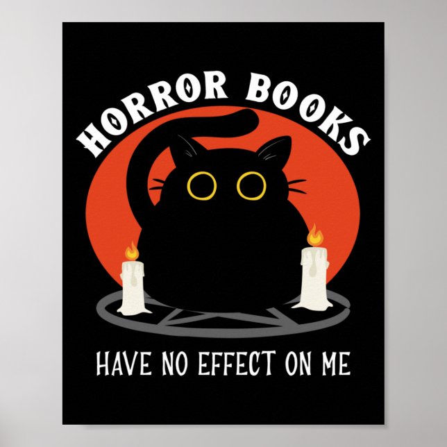 Poster Livros De Horror Não Têm Efeito Em Mim - Gato Negr (Frente)