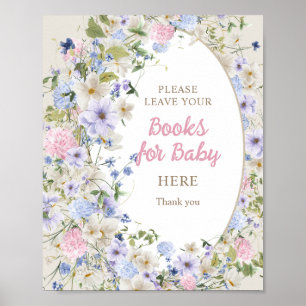 Poster Livros de pincel de Wildflower Elegante para bebê
