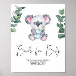 Poster Livros de ursinho koala para bebê