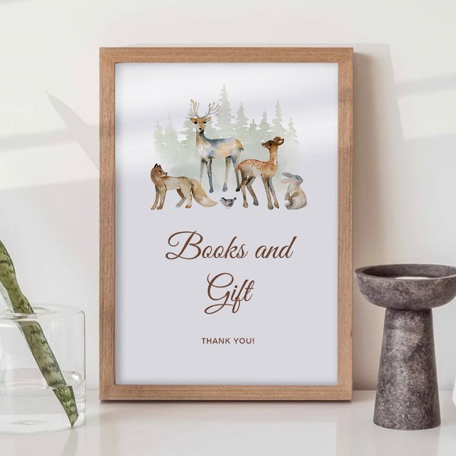 Poster Livros de Woodland Animais e Sinal de Presente (Criador carregado)