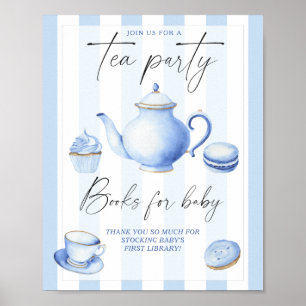 Poster Livros do chá de bebê do menino do Tea Party para